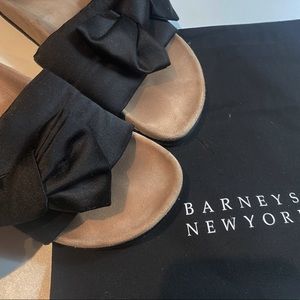 Barneys New York satin bow slides